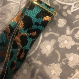 Leopard print turquoise guitar strap for handbag